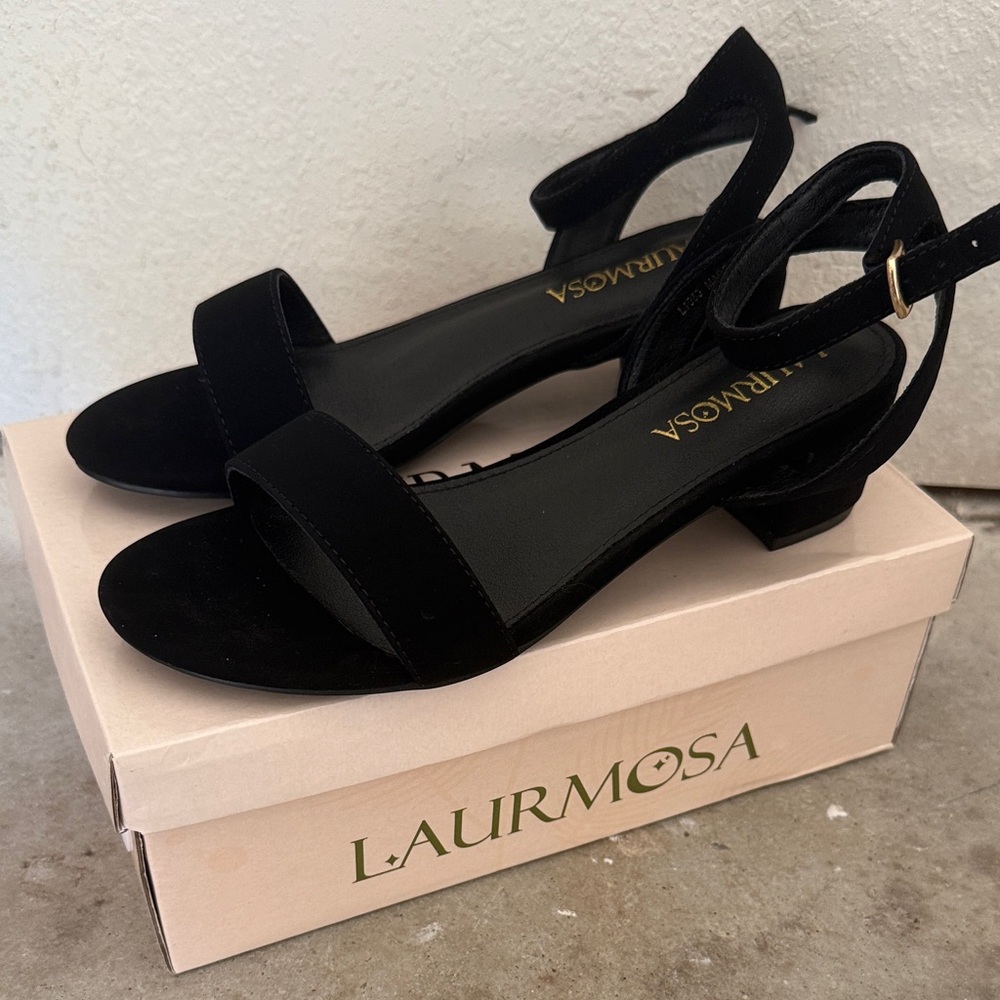 Girls Black Velvet Sandals - NWT